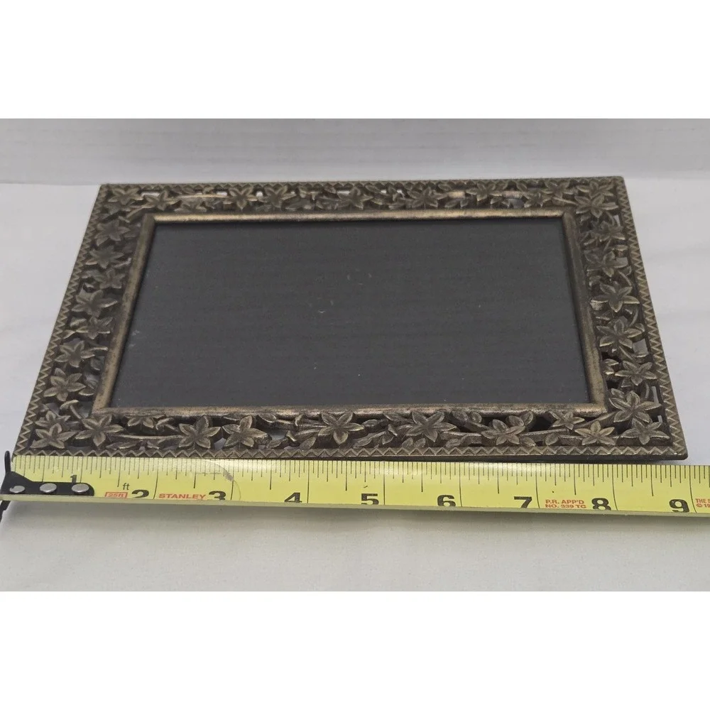 Vintage Ornate Gold Metal Picture Frame 5x7 Floral Filigree Hollywood Regency